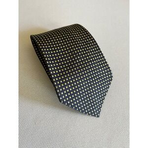 Brooks Brothers 346 Mens Navy Blue Gold Geometric Square Silk Tie